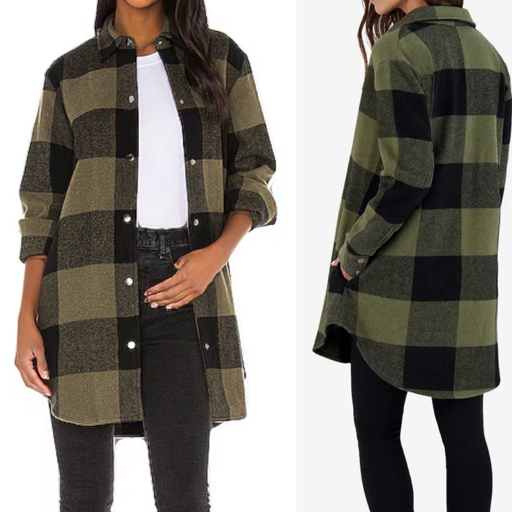 Steve Madden Eldridge Buffalo Plaid
Coat Shirt Jacket Shacket Olive Sage Green - Picture 3 of 13